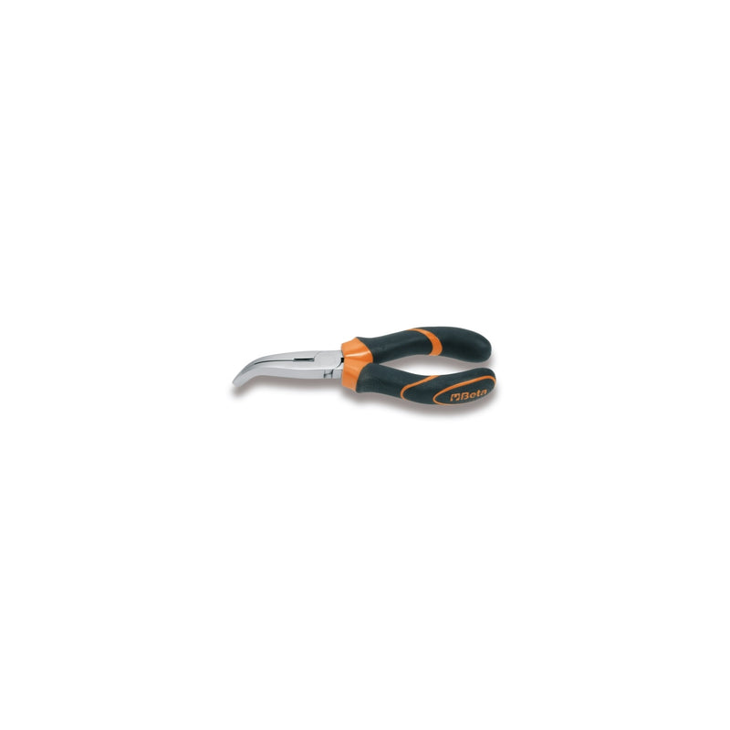 Beta Extra Long Bent Flat Knurled Nose Pliers With Bi-Material Handles - 1164BMK