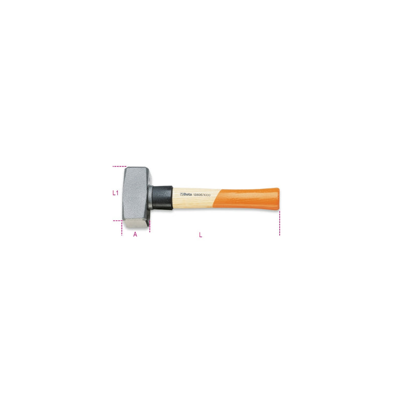 Beta Mason Club Hammer 1500G With Security Collar And Wooden Shaft - 1380S - 1380S 1500