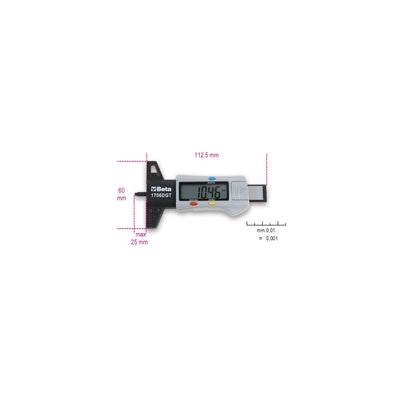 Beta digital depth gauge for tyre threads - 1706DGT