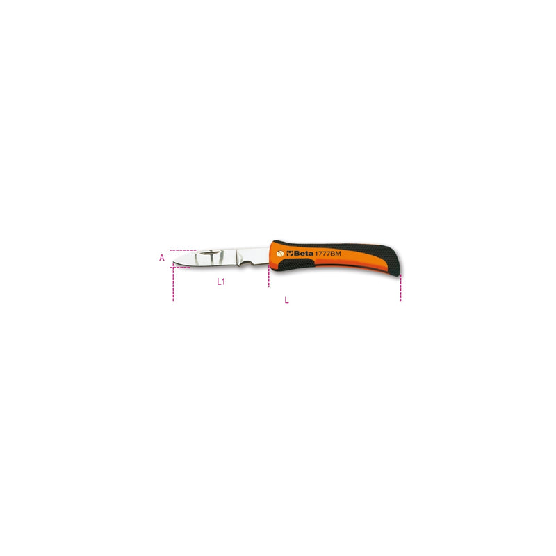 Beta Foldaway Knife With Wire Stripping Notch And Stainless Steel Blade - 1777BM