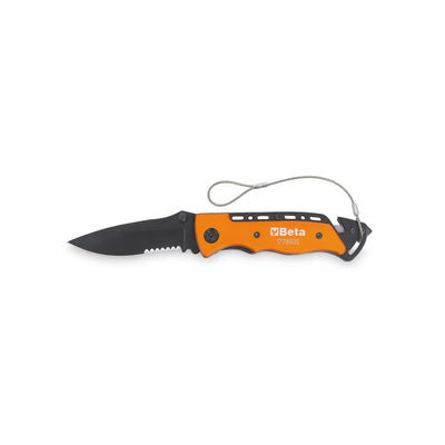 Beta H-Safe Car Service Knife With Window Breaking Hammer And Seat Belt Cutter In Case - 1778SOS-HS