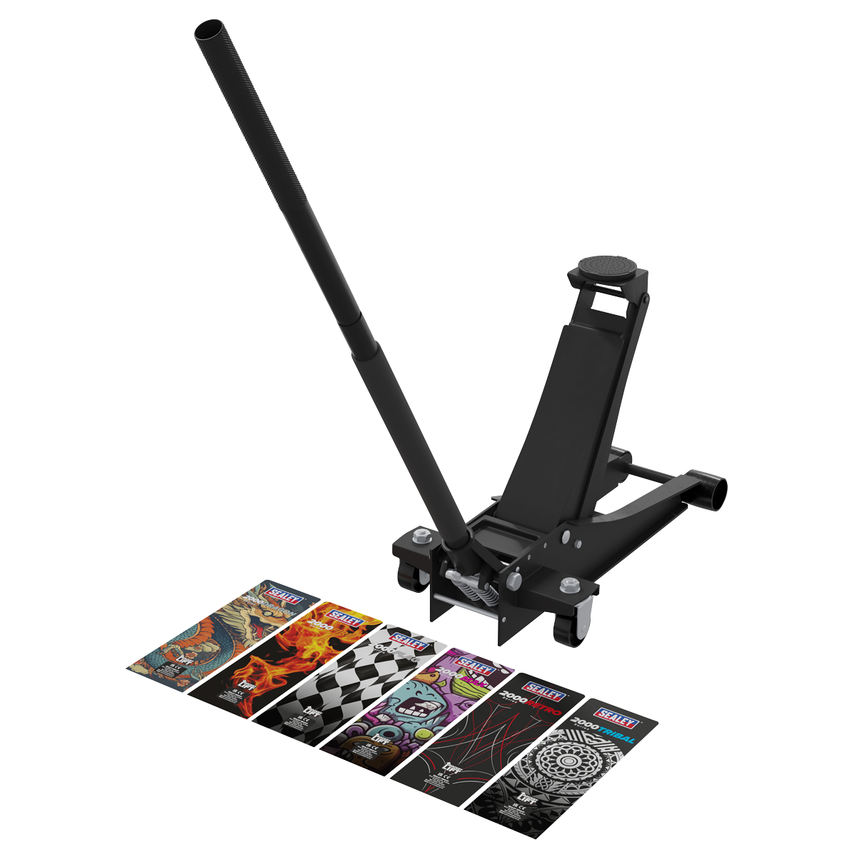 Sealey 2000CB Low Profile Custom Design Trolley Jack with Rocket Lift 2 Tonne - Black
