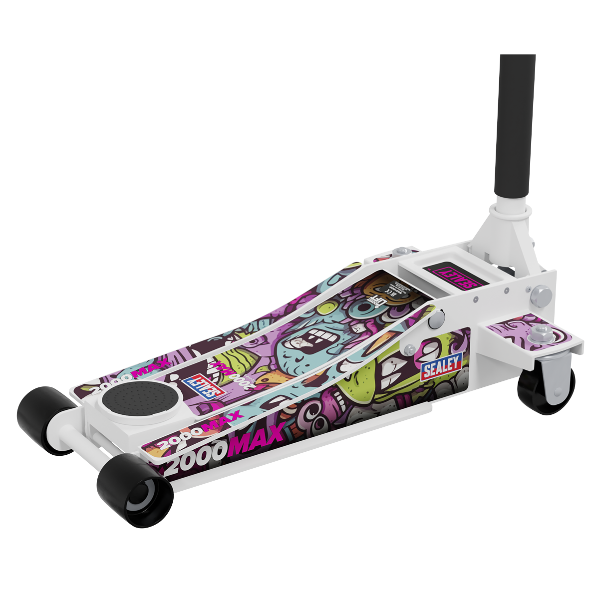Sealey 2000CW Low Profile Custom Design Trolley Jack with Rocket Lift 2 Tonne - White - additional view 7