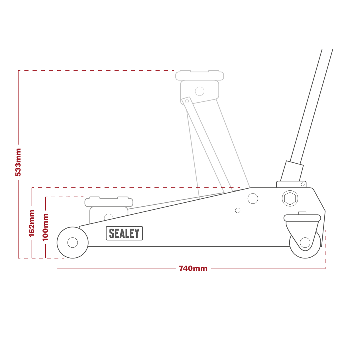 Sealey 3040AGCOMBO1 Premier Trolley Jack 3 Tonne & Axle Stands (Pair) 3 Tonne per Stand Combo - additional view 8