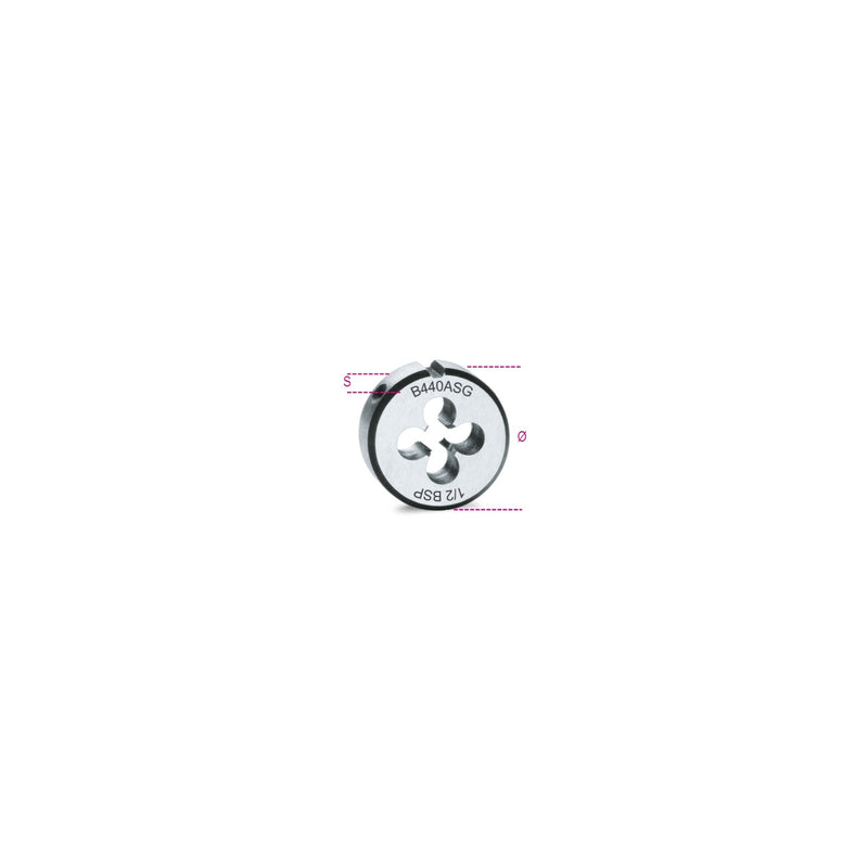 Beta Round Die For Cylindrical Gas (Bsp) Thread - 440ASG 1/8
