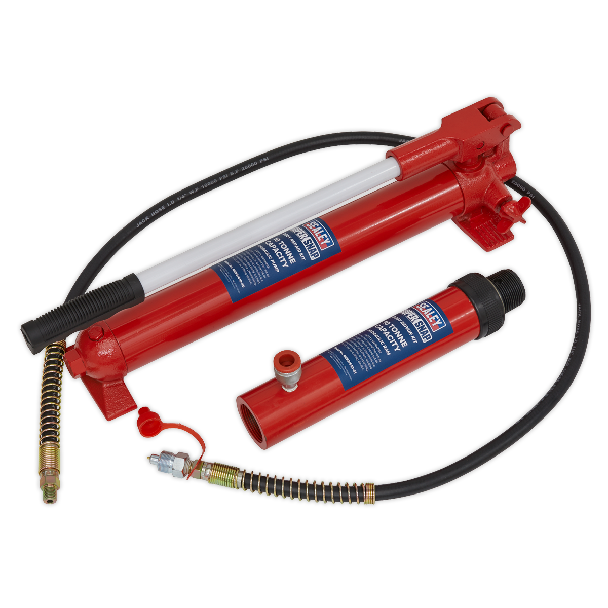 Sealey 610/45 SuperSnap® Push Ram with Pump & Hose Assembly 10 Tonne