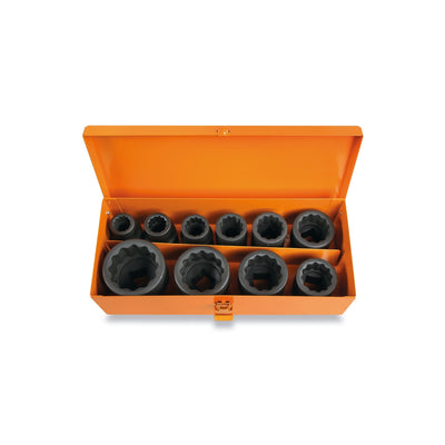 Beta 10 Piece 3/4 Inch Bi-Hex Impact Socket Set In Metal Case - 728B/C10