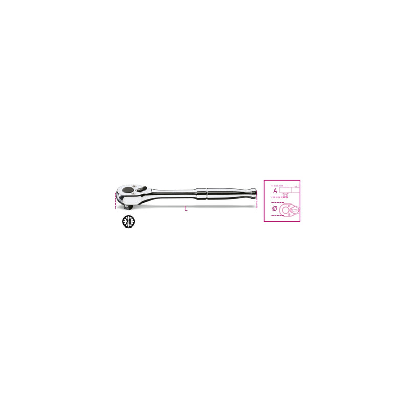 Beta 1/4 Inch Drive Reversible Ratchet With Metal Handle - 900M/55