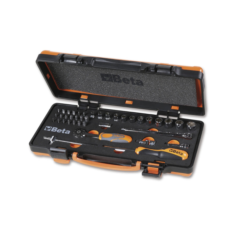 Beta 1/4 Inch Drive Socket, Bit And Accessory Set In Foam Tray And Metal Case, 39 Pieces - 900/C12MZ