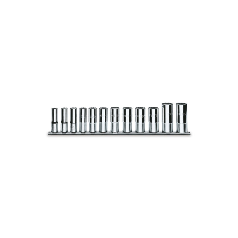 Beta 12-Piece Long Bi-Hex Hand Socket Set On Support 3/8 Inch - 910AS/L - 910ASL/SB12