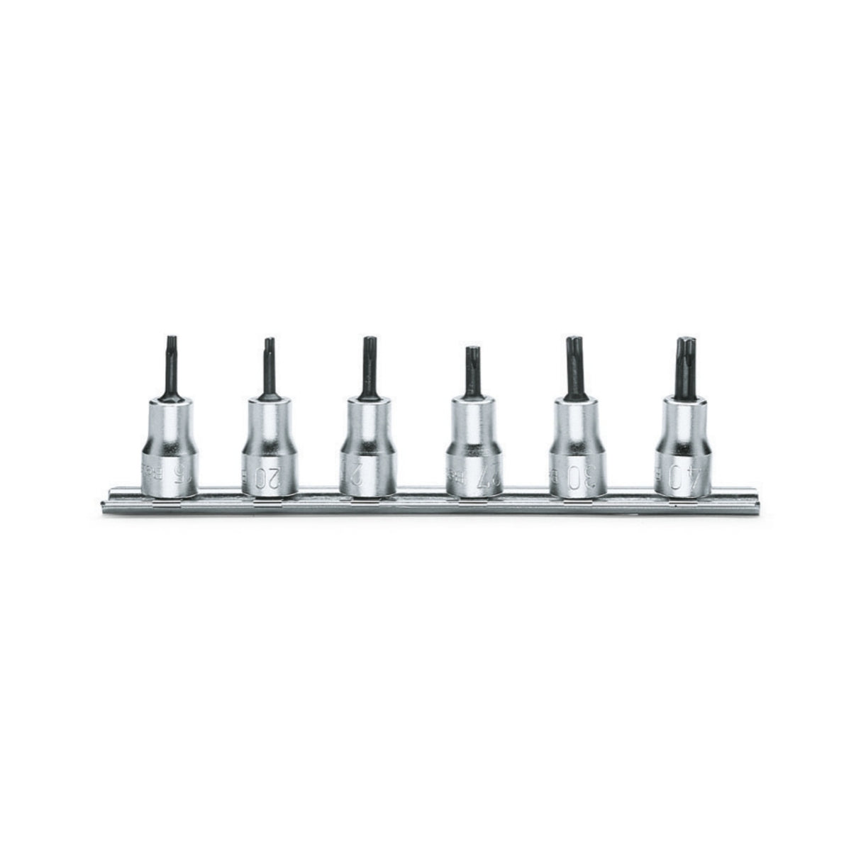 Beta 6-Piece 3/8In Torx Socket Driver Set On Support Rail T20-T40 - 910TX - 910TX/SB6