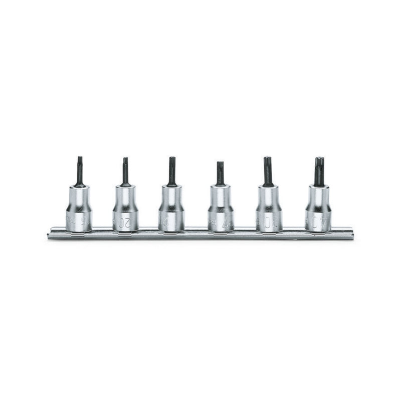 Beta 6-Piece 3/8In Torx Socket Driver Set On Support Rail T20-T40 - 910TX - 910TX/SB6