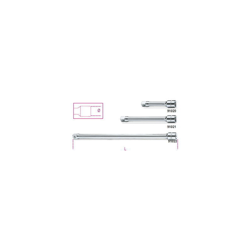 Beta 3/8" Drive Extension Bars - 910/20 - 910/21 - 910/22