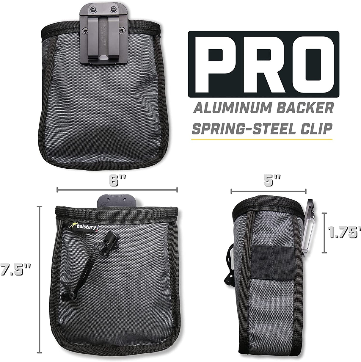 Holstery BIG JoeyPouch PRO - Clip-On Tool Pouch for Tools and Hardware - With Steel Belt Clip - PRO PCH/BIG-JOEY-PRO