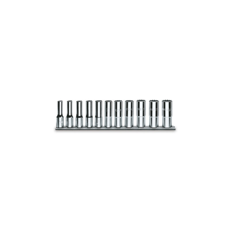 Beta 11-Piece 1/2In Drive Bi-Hex Long Socket Set On Support Rail - 920BL - 920BL/SB11
