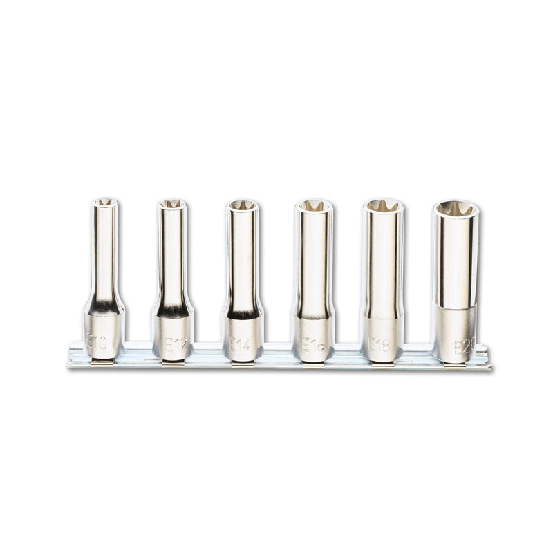 Beta 6-Piece Long Torx Socket Set On Support Rail - 920FTX/L - 920FTX-LSB6