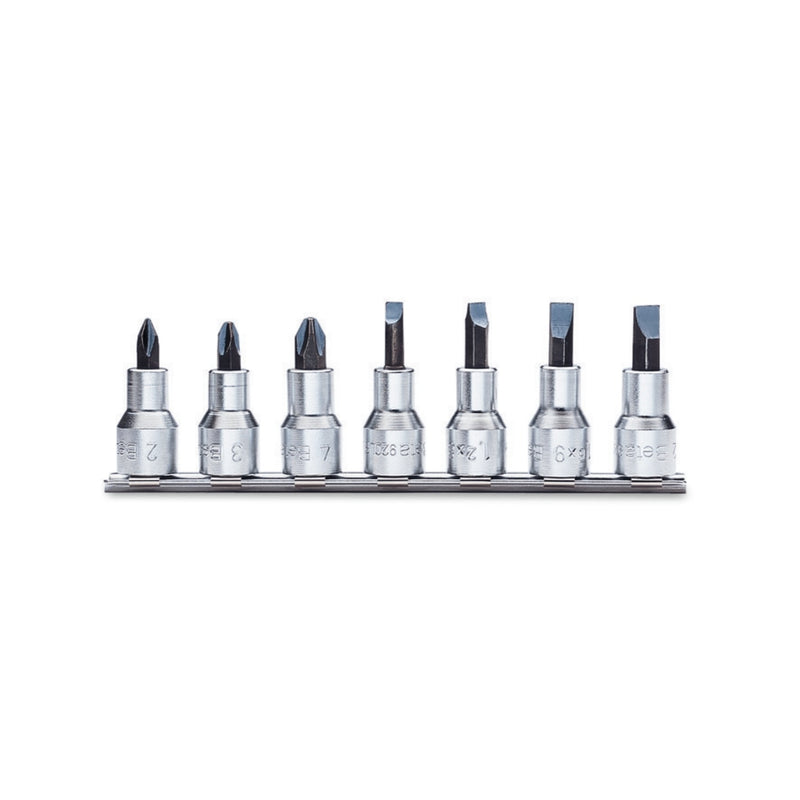 Beta 1/2 Inch Socket Driver Set For Phillips And Slotted Screws With Rail, 7 Piece - 920LP - 920LH/SB7