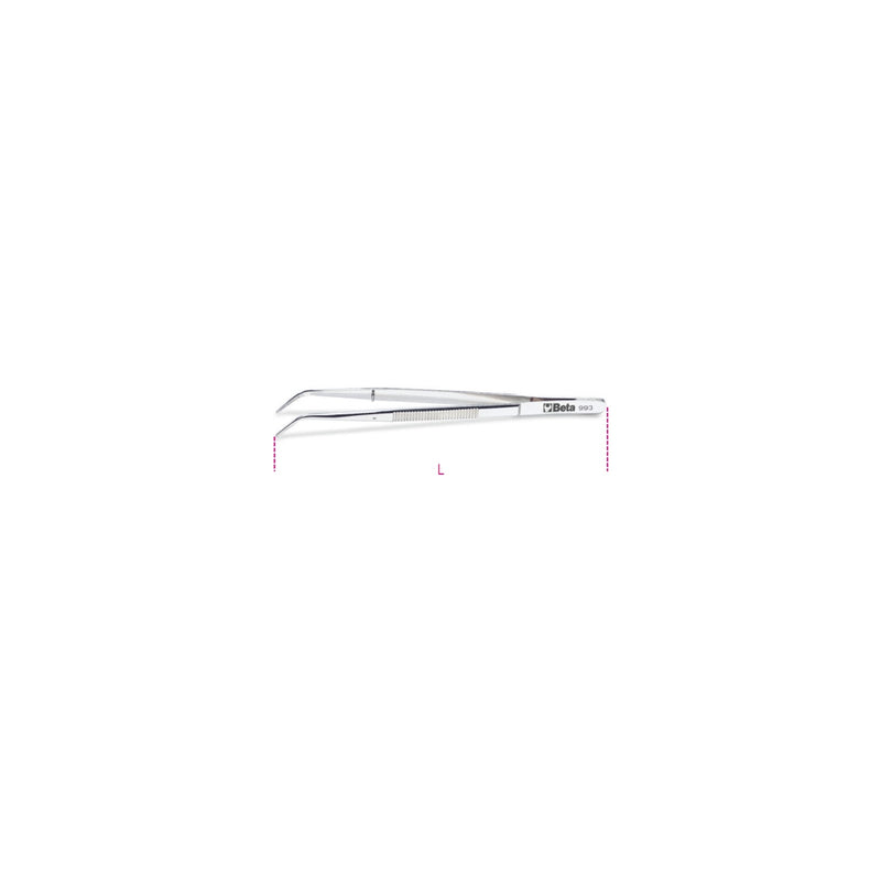 Beta Bent Thin Knurled Point Pin Spring Tweezers 145 Mm - 993 - 993 145