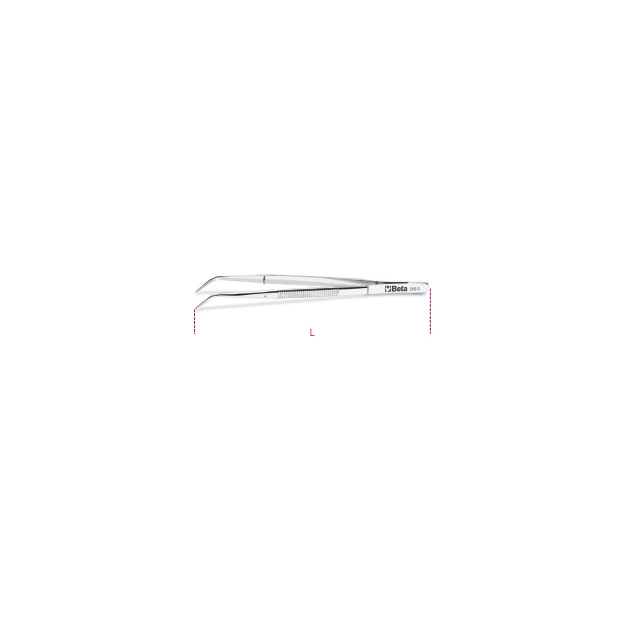 Beta Bent Thin Knurled Point Pin Spring Tweezers 145 Mm - 993 - 993 145