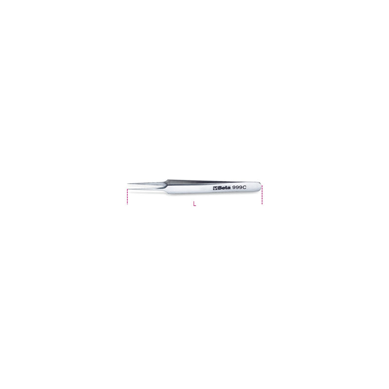 Beta Extra Slim Straight End Spring Tweezers 110 Mm - 999C