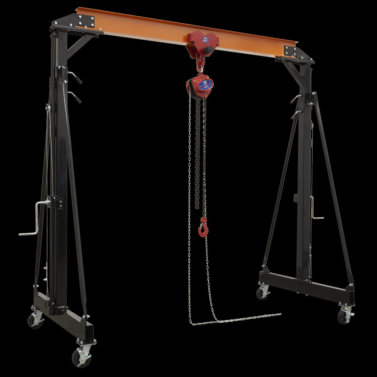 Sealey SG2000KIT Portable Lifting Gantry Crane Adjustable 2 Tonne & Hoist Combo