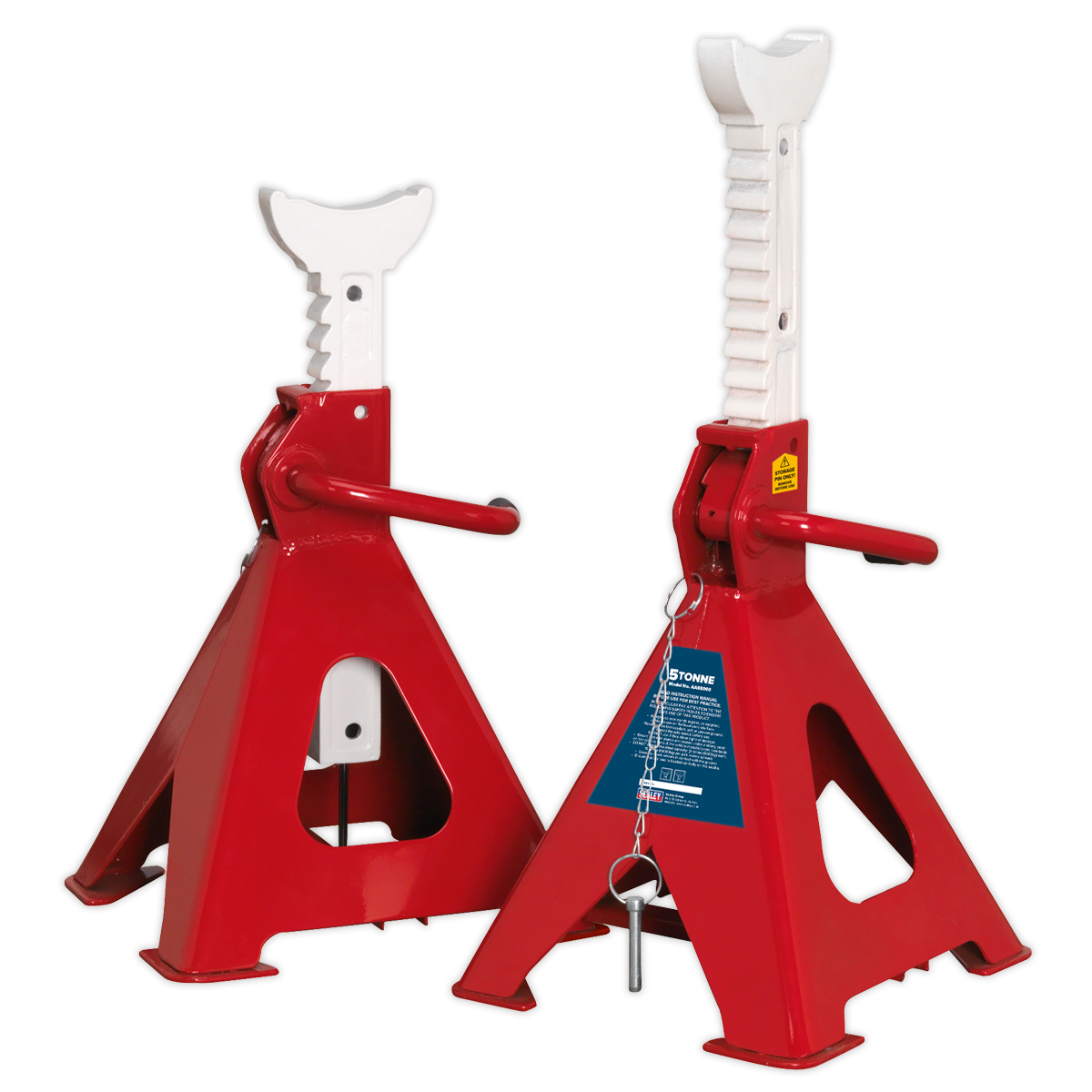 Sealey AAS5000 Auto Rise Ratchet Axle Stands (Pair) 5 Tonne Capacity per Stand