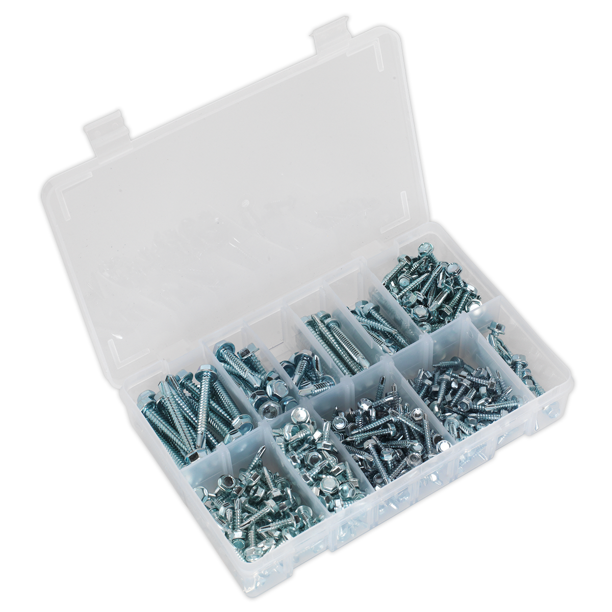 Sealey AB061SDH Zinc Plated Self-Drilling Screw Assortment Hex Head 410pc