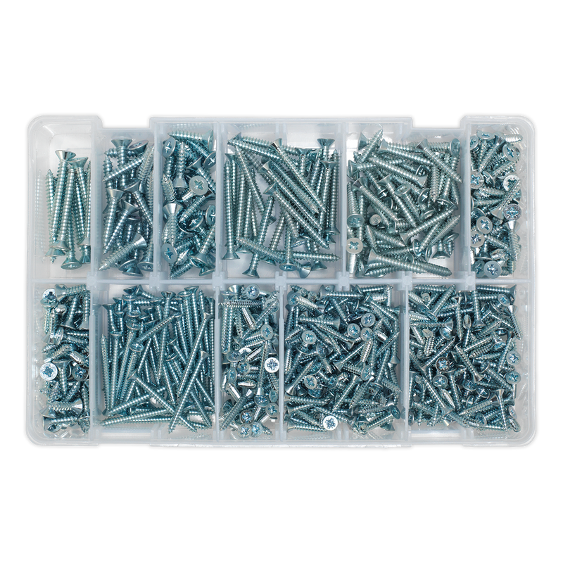 Sealey AB065STCP Zinc Plated Self-Tapping Countersunk Pozi Screw Assortment 600pc - additional view 4