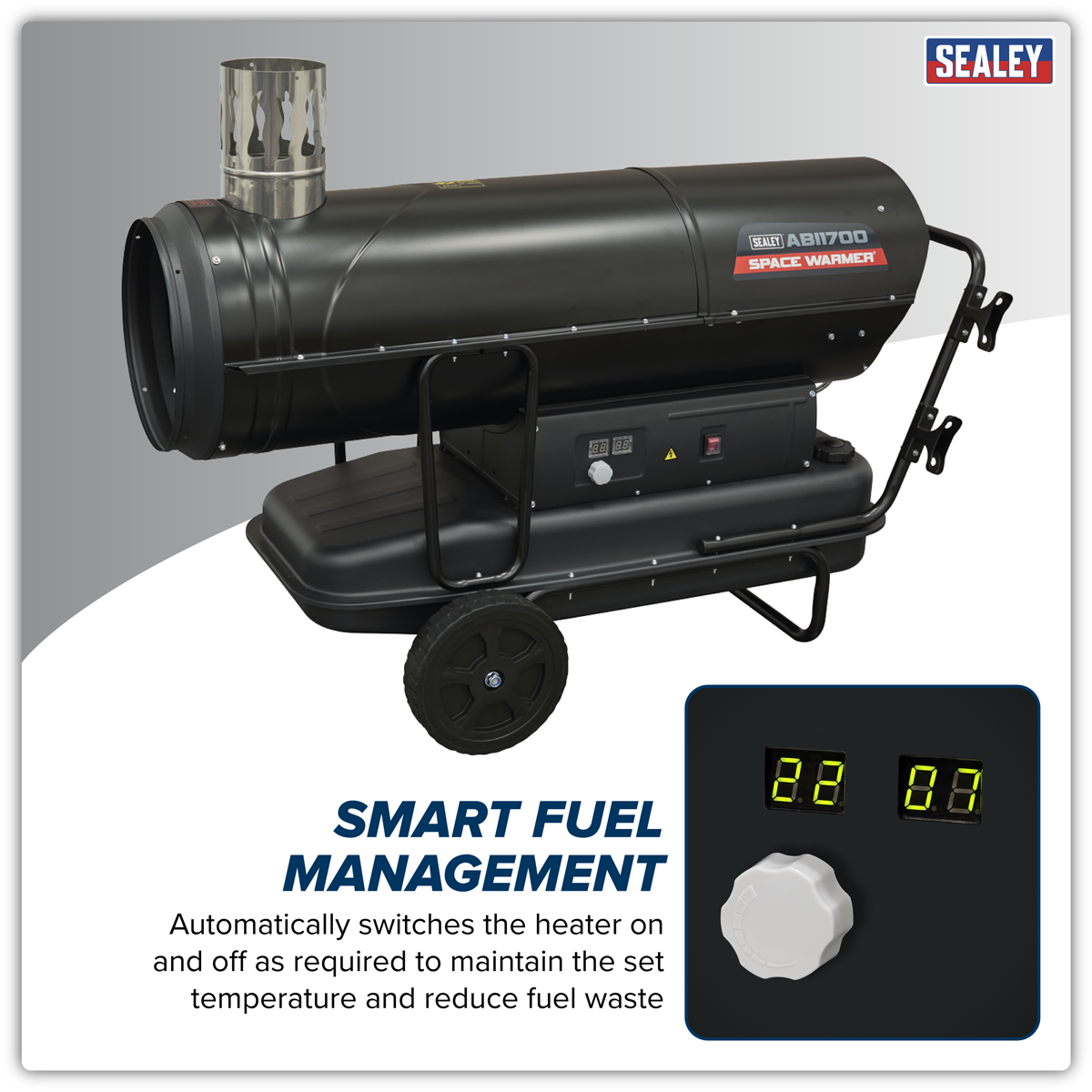 Sealey ABI1700 Space Warmer® Indirect Kerosene/Diesel Heater with Wheels 170,000Btu/hr - additional view 10