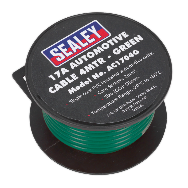 Sealey AC1704G 17A Thick Wall Automotive Cable 4m - Green - additional view 2