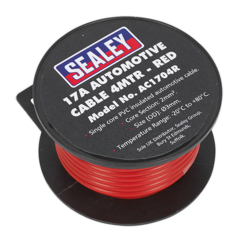 Sealey AC1704R 17A Thick Wall Automotive Cable 4m - Red - additional view 2