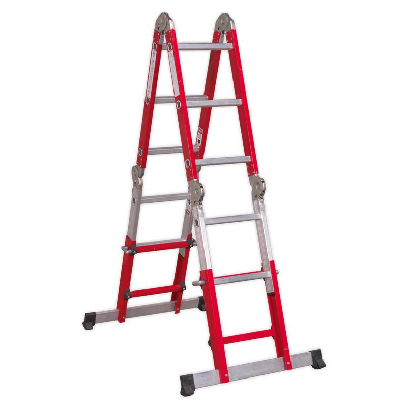 Sealey AFPL2 Aluminium 4-Way Multipurpose Adjustable-Height Ladder - EN 131 - additional view 3