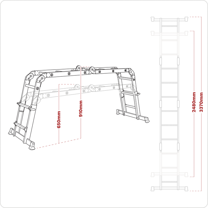 Sealey AFPL2 Aluminium 4-Way Multipurpose Adjustable-Height Ladder - EN 131 - additional view 8