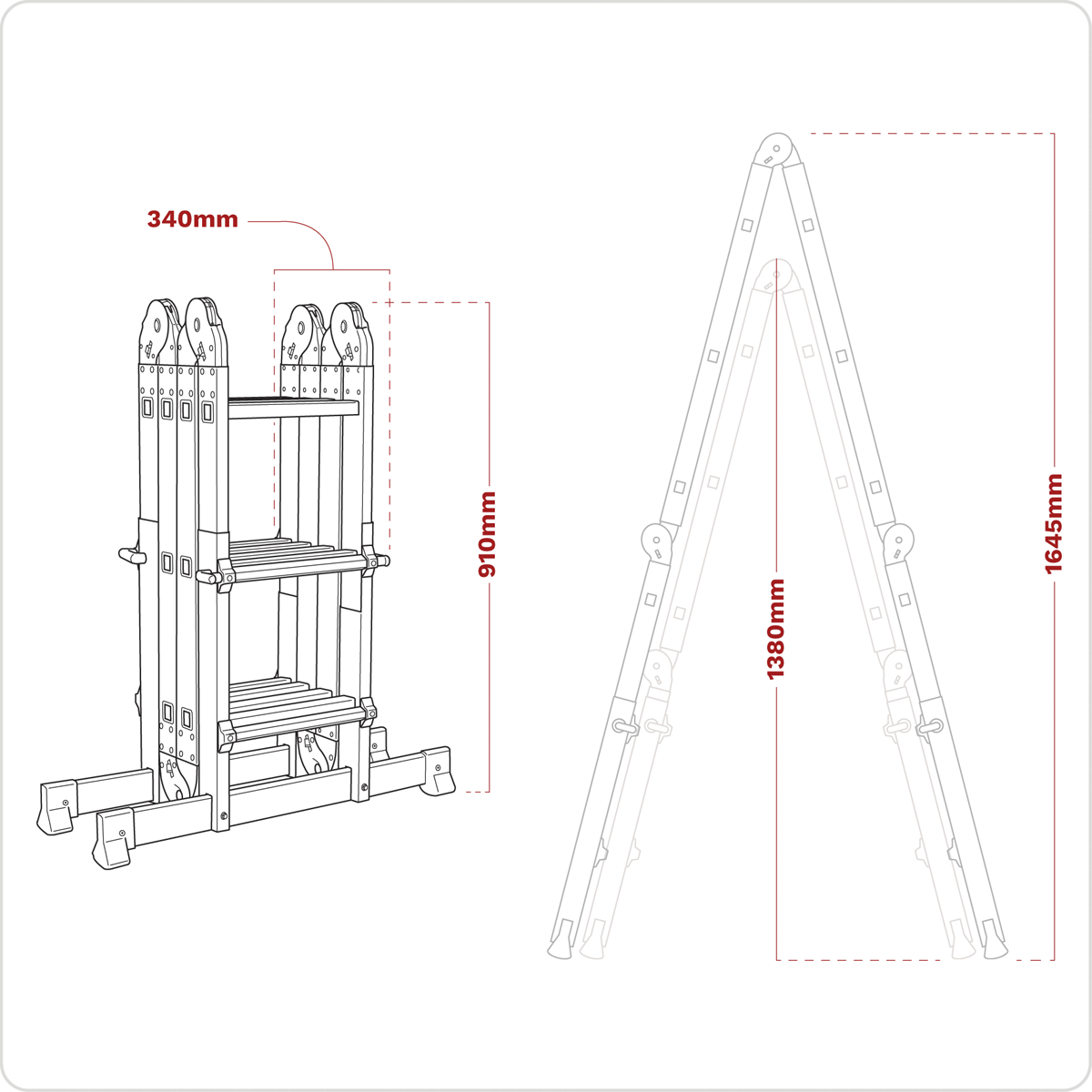Sealey AFPL2 Aluminium 4-Way Multipurpose Adjustable-Height Ladder - EN 131 - additional view 9