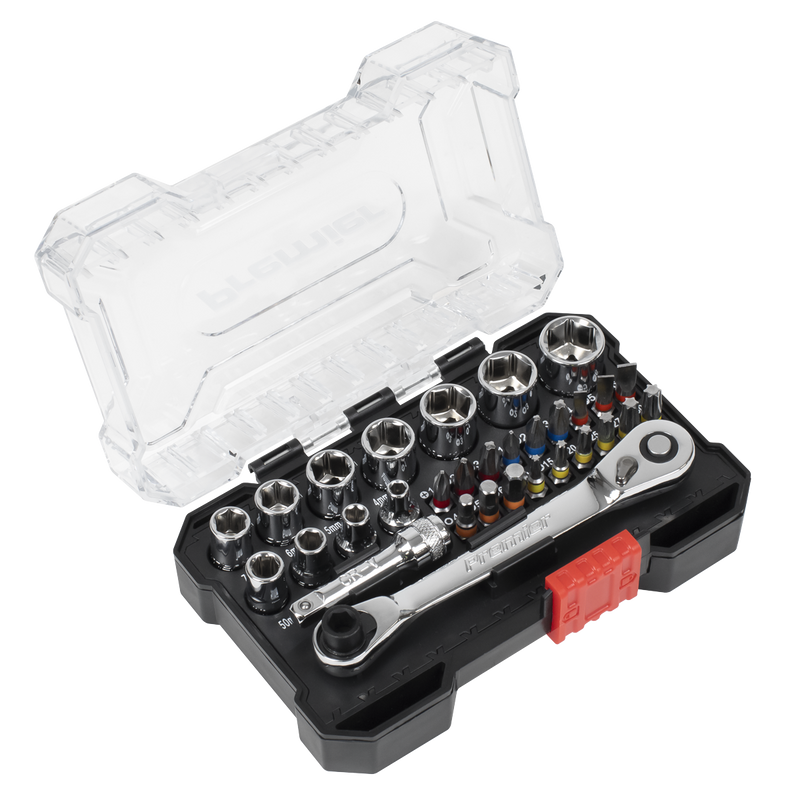 Sealey AK2111 Premier Socket & Colour-Coded Bit Set 1/4"Sq Drive 31pc