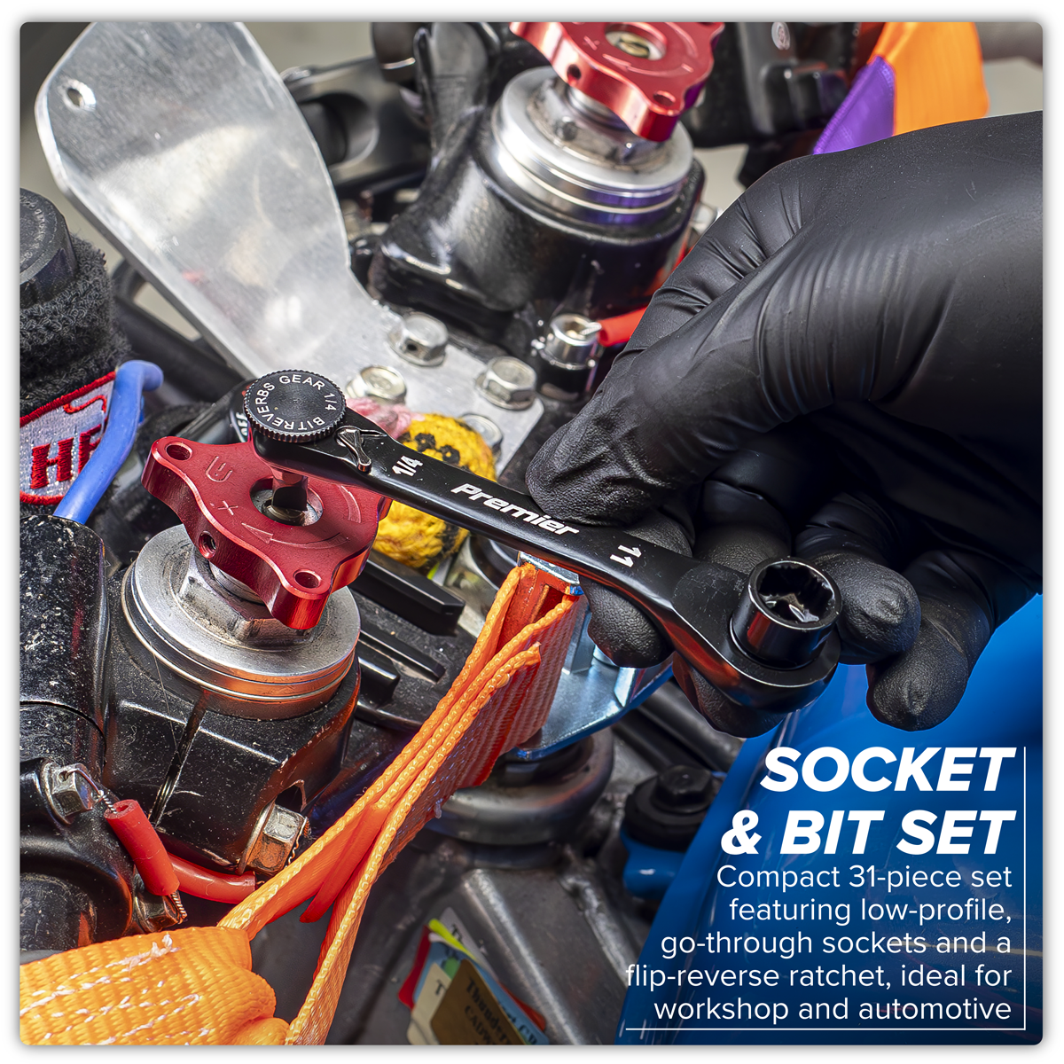 Sealey AK2112 Premier Black Go-Through Lock-On™ Low Profile Socket & Bit Set 1/4"Sq Drive 31pc - additional view 6