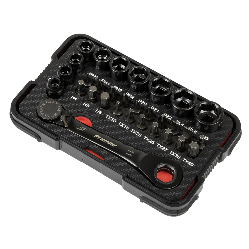 Sealey AK2112 Premier Black Go-Through Lock-On™ Low Profile Socket & Bit Set 1/4"Sq Drive 31pc - additional view 5