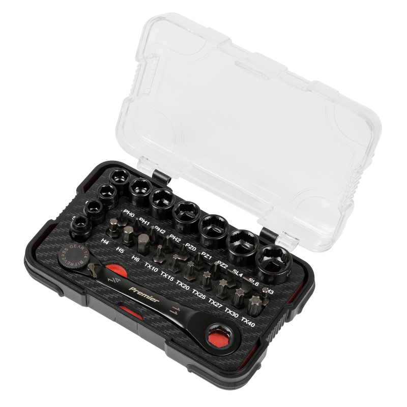 Sealey AK2112 Premier Black Go-Through Lock-On™ Low Profile Socket & Bit Set 1/4"Sq Drive 31pc - additional view 2