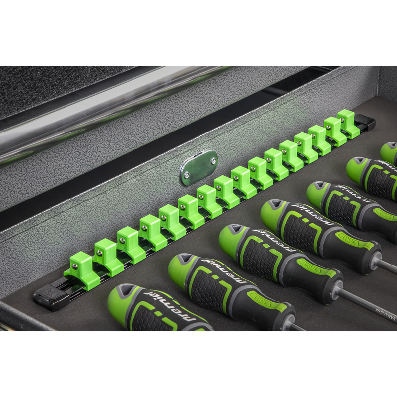 Sealey AK27054HV Premier Socket Retaining Rail with 16 Clips 1/2"Sq Drive - Hi-Vis Green - additional view 10