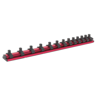 Sealey AK27082 Premier Magnetic Socket Retaining Rail with 13 Clips 1/4"Sq Drive