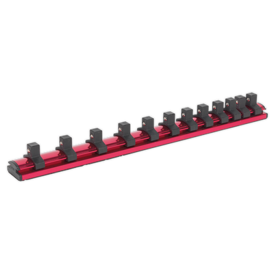 Sealey AK27083 Premier Magnetic Socket Retaining Rail with 12 Clips 3/8"Sq Drive