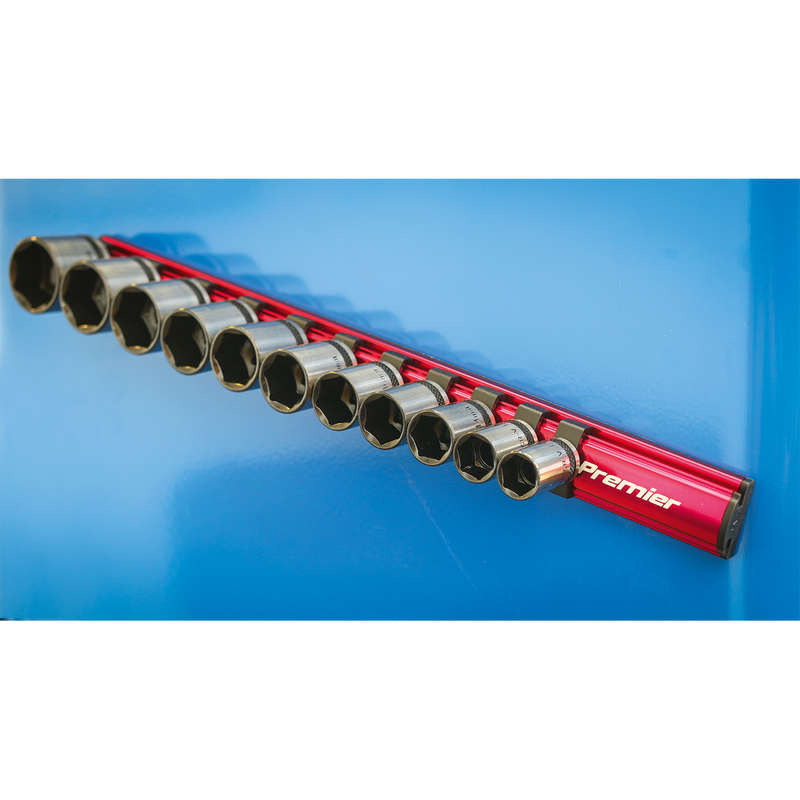 Sealey AK27083 Premier Magnetic Socket Retaining Rail with 12 Clips 3/8"Sq Drive - additional view 3