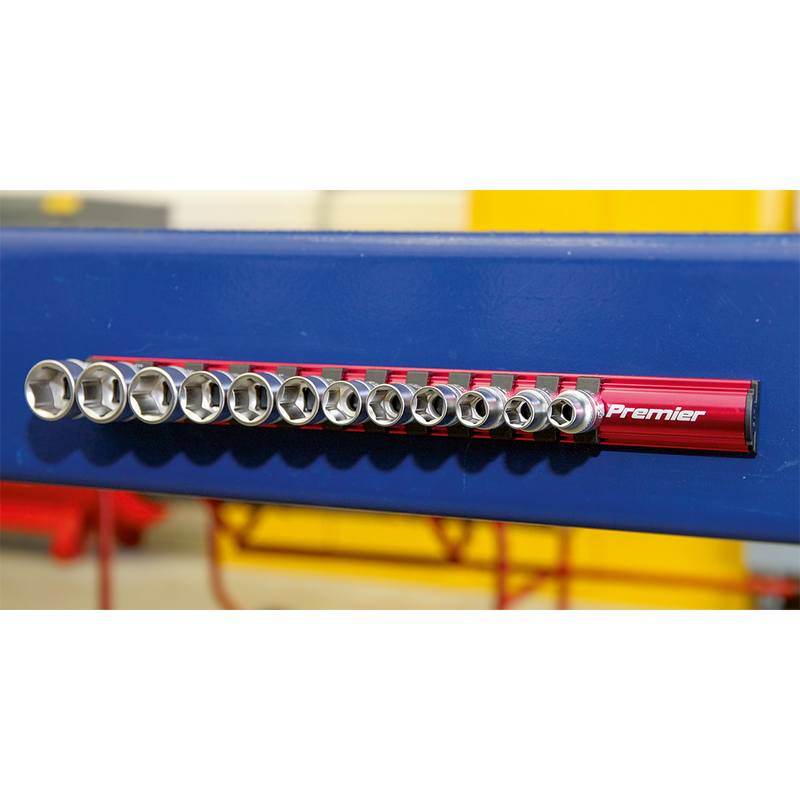 Sealey AK27083 Premier Magnetic Socket Retaining Rail with 12 Clips 3/8"Sq Drive - additional view 5