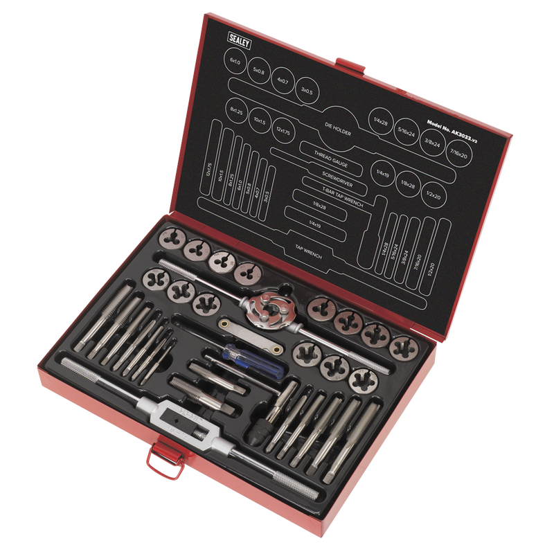 Sealey AK3033 Metric/UNF/BSP Tap & Die Set Split Dies 33pc - additional view 3