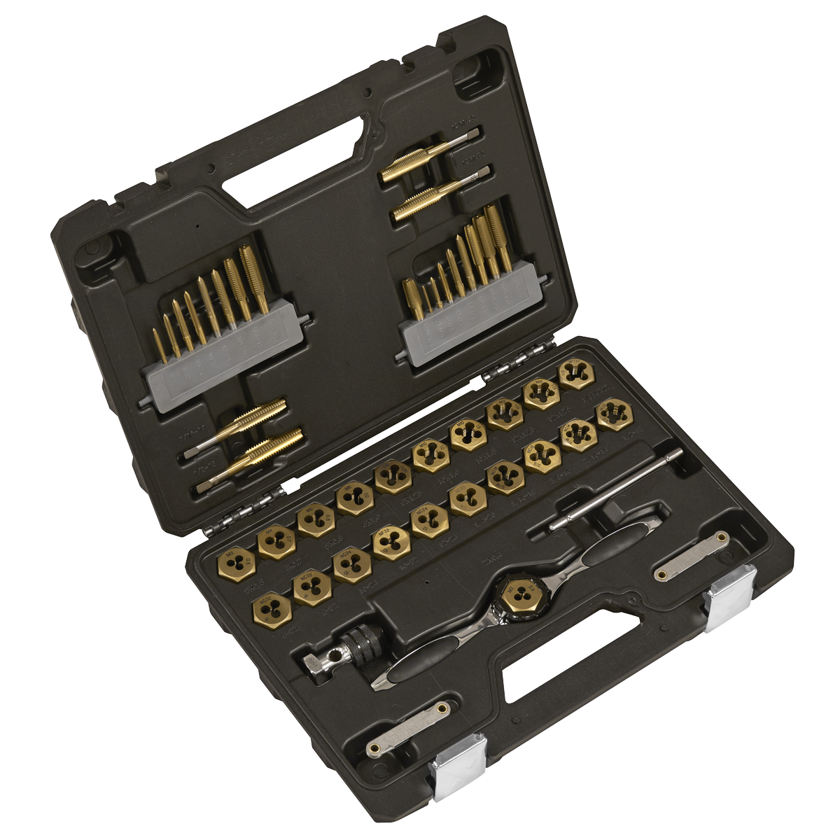 Sealey AK3046 Premier Metric & Imperial Titanium Coated Hexagonal Tap & Die Set 46pc