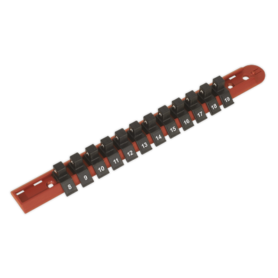 Sealey AK3812 Premier Socket Retaining Rail with 12 Clips 3/8"Sq Drive