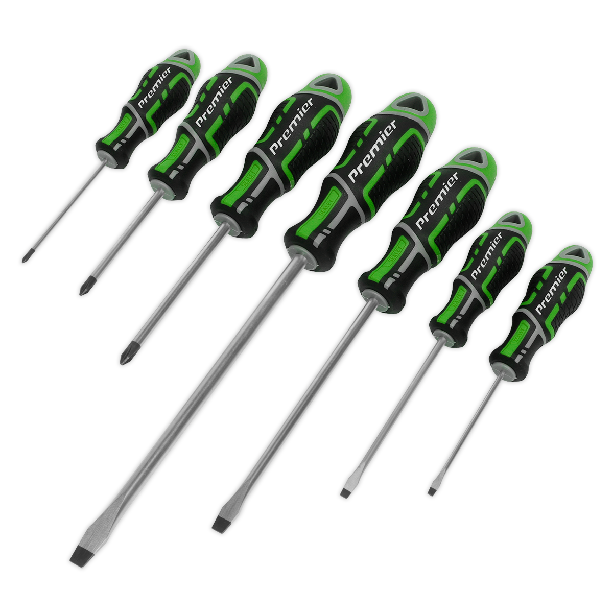 Sealey AK4321HV Premier GripMAX® Screwdriver Set 7pc - Hi-Vis Green