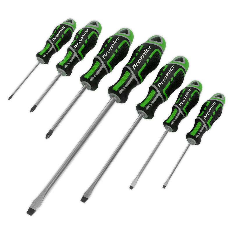 Sealey AK4321HV Premier GripMAX® Screwdriver Set 7pc - Hi-Vis Green