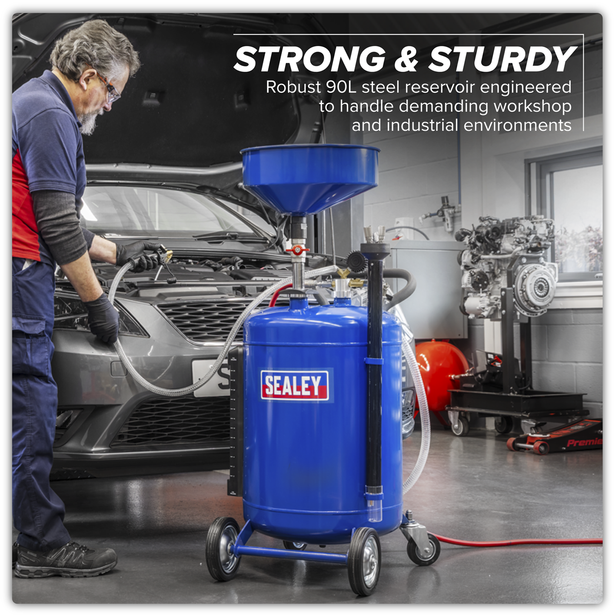Sealey AK459DX Air Discharge Mobile Oil Drainer with Probes 90L - additional view 11