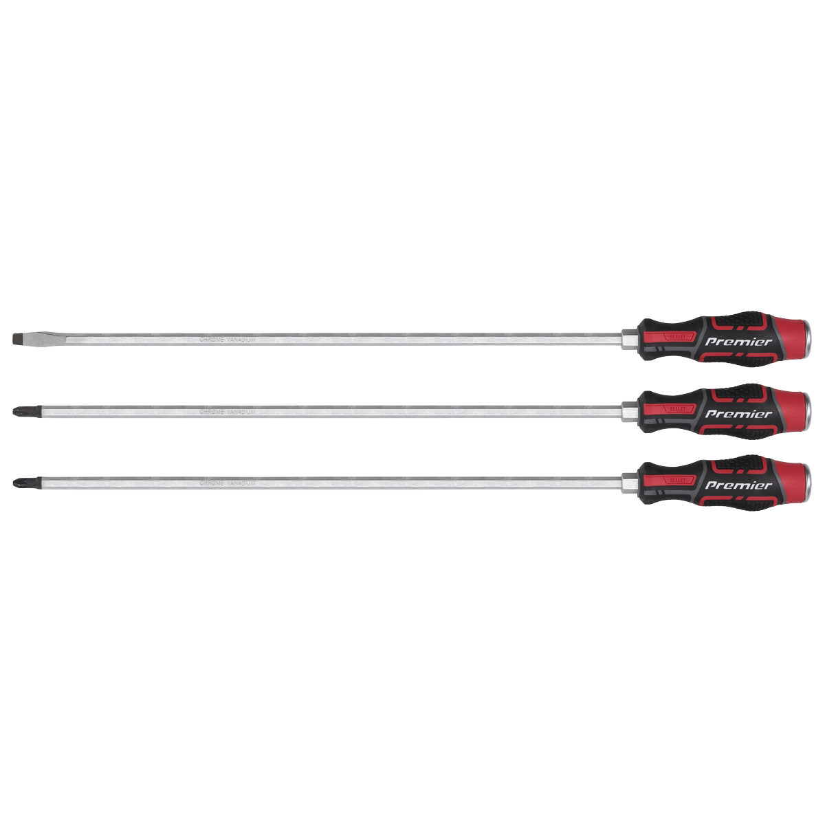 Sealey AK4942 Premier Extra-Long Hammer-Thru Screwdriver Set 450mm 3pc